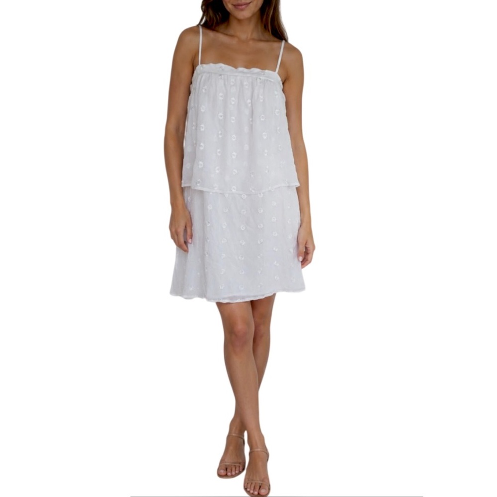 Kelly Renee Dress Crinkle Chiffon Layered Embroidered Spaghetti Strap Size Small